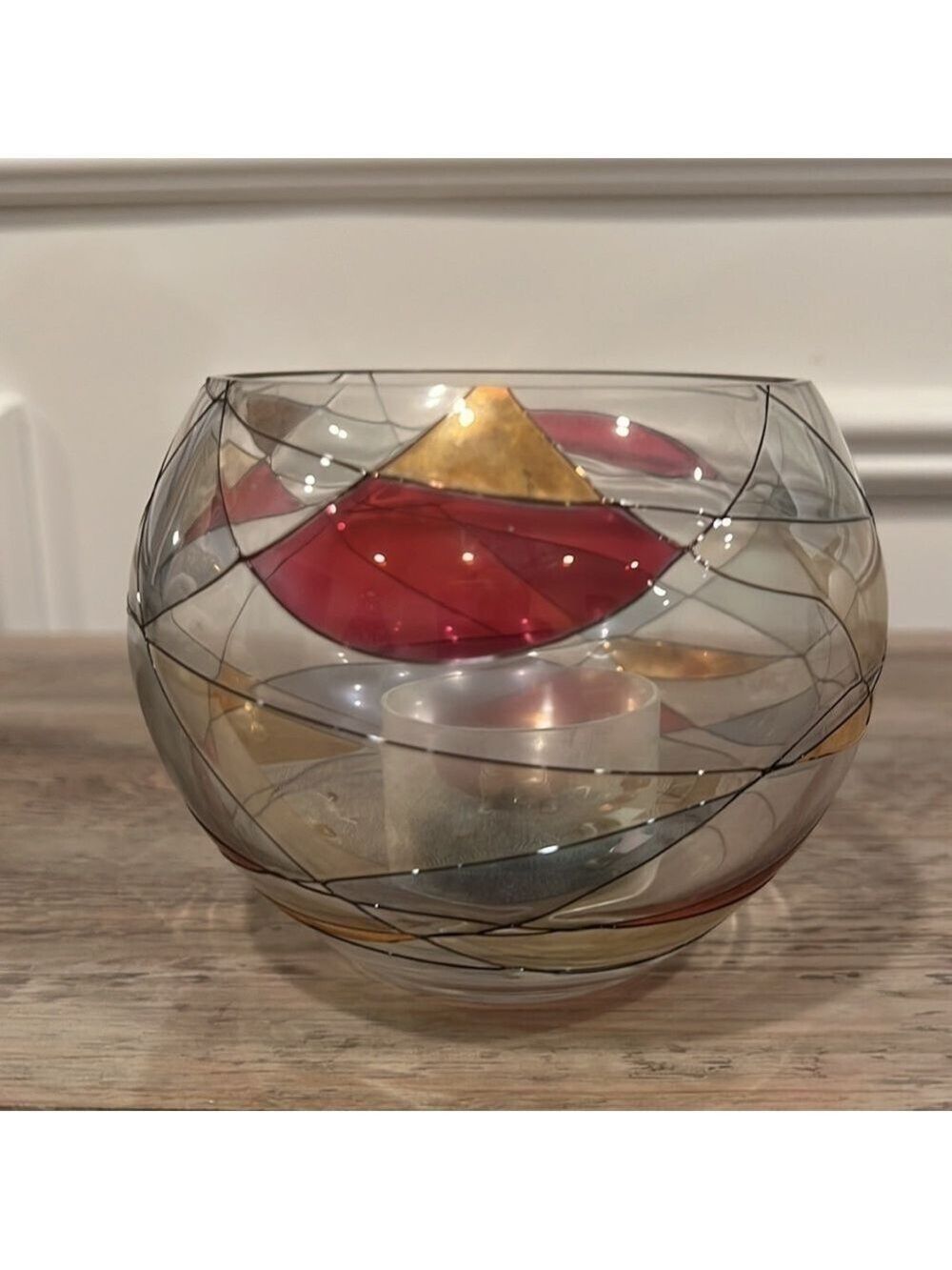 PartyLite Mosaic Glass Candle Holder/Votive Holder Bowl